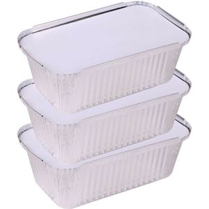 Elite Meal prep voedsel bewaar bakjes - Aluminium - 3x - 25 x 15 x 7 cm - met deksel