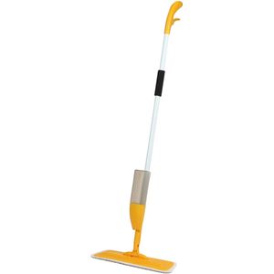 Urban Living Schoonmaak/dweil vloermop met telescoopsteel - uitschuifbaar 85 tot 120 cm - wit/geel