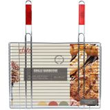 Elite BBQ/barbecue rooster - klem grill - metaal - 52x64x1cm - vlees/vis/groente - Extra groot formaat