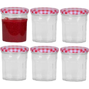 Set van 6x weckpotten/inmaakpotten - 300 ml - met draaideksel - glas - Weckpotten