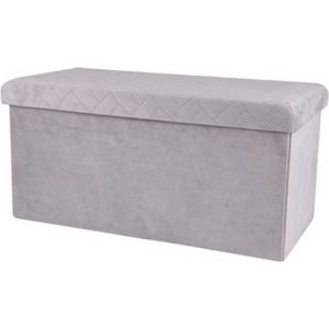 Urban Living Hocker bank - poef XXL - opbergbox - lichtgrijs - polyester/mdf - 76 x 38 x 38 cm - opvouwbaar