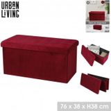 Urban Living Hocker Bank - Poef XXL - Opbergbox - Bordeaux Rood - Polyester/Mdf - 76 X 38 X 38 cm