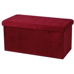 Urban Living Hocker Bank - Poef XXL - Opbergbox - Bordeaux Rood - Polyester/Mdf - 76 X 38 X 38 cm