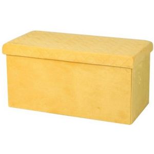 Hocker bank - poef XXL - opbergbox - geel - polyester/mdf - 76 x 38 x 38 cm - opvouwbaar - Poefs