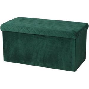 Urban Living Hocker Bank - Poef XXL - Opbergbox - Smaragd Groen - Polyester/Mdf - 76 X 38 X 38 cm