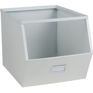 Urban Living Stapelbare opbergmand Open Metal Box - L23 x B32 x H21 cm - metaal - wit