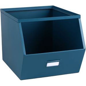 Urban Living Stapelbare opbergmand Open Metal Box - L23 x B32 x H21 cm - metaal - donkerblauw