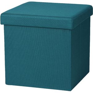 Urban Living Hocker zit bankje - poef 1-zits - opbergbox - zeeblauw - 38 x 38 cm - opvouwbaar
