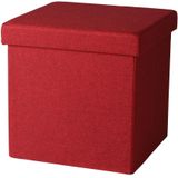 Urban Living Poef/hocker - opbergbox zit krukje - rood - linnen/mdf - 37 x 37 cm - opvouwbaar