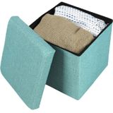 Urban Living Poef/hocker - opbergbox zit krukje - mintgroen - polyester/mdf - 38 x 38 cm - opvouwbaar