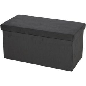 Urban Living Hocker bank - poef XXL - opbergbox - donkergrijs - polyester/mdf - 76 x 38 x 38 cm - opvouwbaar