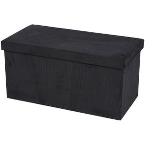 Urban Living Hocker bank - poef XXL - opbergbox - zwart - polyester/mdf - 76 x 38 x 38 cm - opvouwbaar