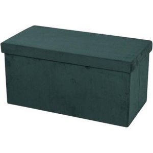Hocker bank - poef XXL - opbergbox - smaragd groen - polyester/mdf - 76 x 38 x 38 cm - opvouwbaar