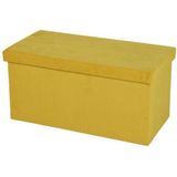 Urban Living Hocker bank - poef XXL - opbergbox - geel - polyester/mdf - 76 x 38 x 38 cm - opvouwbaar