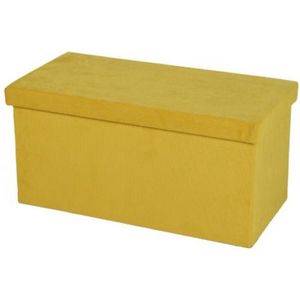 Hocker bank - poef XXL - opbergbox - geel - polyester/mdf - 76 x 38 x 38 cm