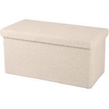 Urban Living Poef Square BOX - hocker - opbergbox - beige - polyester/mdf - 76 x 38 x 38 cm - opvouwbaar - Extra groot/2-zits model