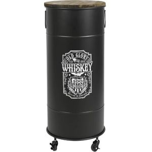 Urban Living ""LOFT & METAL"" CANISTER BAR MET DEUR EN WIELEN OLD GLORY WHISKEY DESIGN H85CM