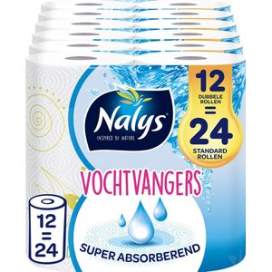 Nalys - Vochtvangers Keukenpapier - 12=24 Dubbele Rollen - Voordeelverpakking