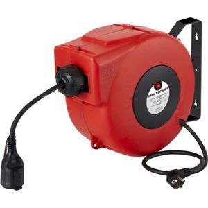 Kabelhaspel 20 m 3G 1,5 mm² 230V Polypropyleen met automatische oprol en zwenkbare muurbeugel MW Tools HAE31520N