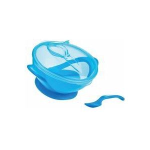 Nûby papkom met zuignap en lepel in blauw