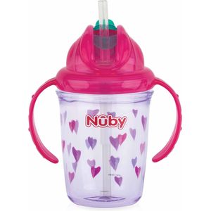 Nûby - Flip-It Antilekbeker met Handvatten uit Tritan™  - Roze - 240ml - 12m+