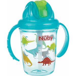 Nûby - Drinkbeker - Flip-It Antilekbeker met Handvatten - Aqua - 240ml - 12m+