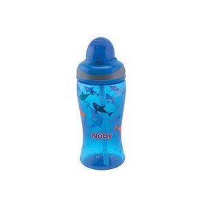Nuby - Flip-It drinkfles voor kinderen - Haaienfles met rietje voor peuters - BPA-vrij - 360 ml - 12+ maanden