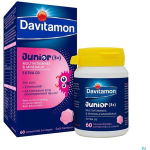 Davitamon - Junior Framboos - Multivitamines - 60 Kauwtabletten