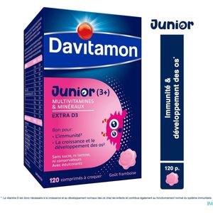Davitamon® Junior Framboos Multivitamines - 120 Kauwtabletten Vanaf 3 Jaar