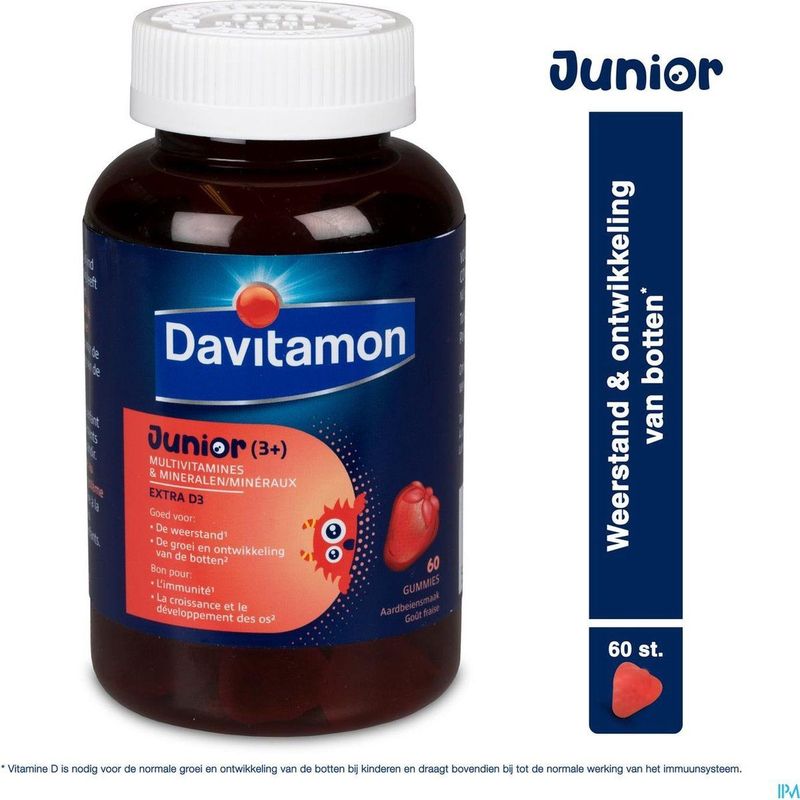 Davitamon - Junior Gummies - Aardbei - 60 Stuks - Multivitaminen