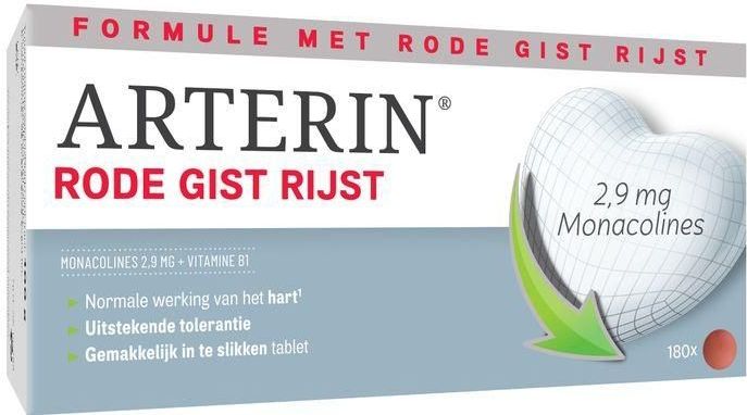 Arterin Rode Gist Rijst 29 Mg Monacolines - Cholesterolbalans & Hartondersteuning - 180 Tabletten