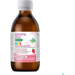 Broncho 2 in 1 Hoestsiroop- vanaf 1 jaar- Honing- Heemstwortelextract- Aardbeismaak- 120ml