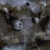 Noordwand Behang Good Vibes Galaxy Planets and Text blauw en zwart