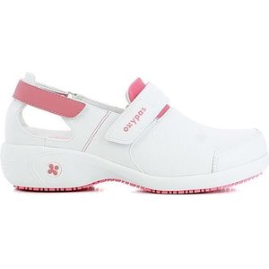 Oxypas Arbetsschoenen van leer - Salma - veiligheidsklog voor dames, antislip en comfortabele schoenen, ideaal voor ziekenhuis en verzorging, wit, 36