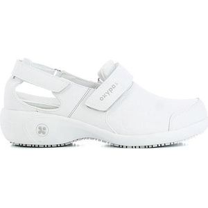 Oxypas SALMA Leren werkschoenen voor dames, antislip en comfortabele schoenen, ideaal voor ziekenhuis en verzorging, wit, 37 EU