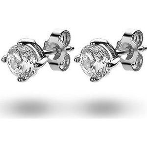 Twice As Nice Oorbellen in zilver, een zirkonia van 5 mm Wit