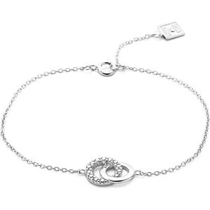 Twice As Nice Armband in zilver, 2 cirkels, zirkonia 16 cm+2 cm