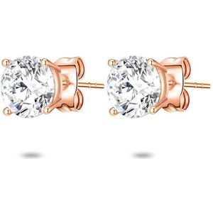 Twice As Nice Oorbellen in rosé zilver, zirkonia 6 mm