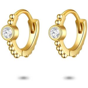 Twice As Nice Oorbellen in 18kt verguld zilver, oorring, bolletjes, wit zirkonia