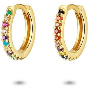 Twice As Nice Oorbellen in 18kt verguld zilver, oorring, multikleurige zirkonia
