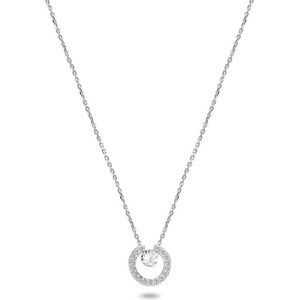 Twice As Nice Halsketting in zilver, cirkel, steentjes 40 cm+5 cm