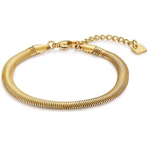 Twice As Nice Armband in goudkleurig edelstaal, platte slang, 5 mm 15 cm+3 cm