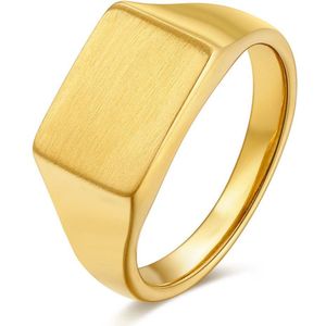 Twice As Nice Ring in goudkleurig edelstaal, rechthoek, mat 58