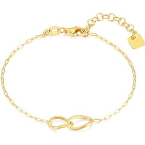 Twice As Nice Armband in verguld zilver, 2 ovalen, 1 gehamerd 16 cm+3 cm