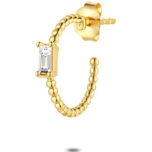 Twice As Nice Oorbel per stuk in 18kt verguld zilver, oorring, baguette steentje