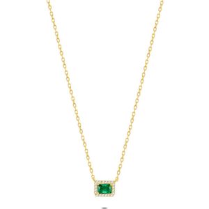 Twice As Nice Halsketting in 18kt verguld zilver, groen en wit 40 cm+5 cm