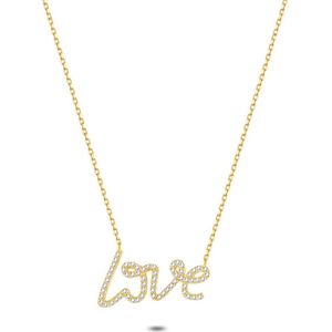 Twice As Nice Halsketting in 18kt verguld zilver, love in zirkonia 45 cm