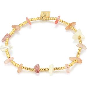Twice As Nice High fashion armband, roze halfedelstenen 18 cm