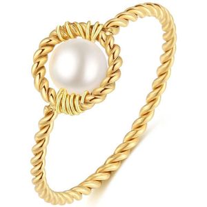 Twice As Nice Ring in goudkleurig edelstaal, zoetwaterparel 58