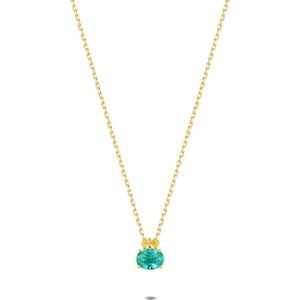Twice As Nice Halsketting in 18kt verguld zilver, gele en groene steen 40 cm+5 cm